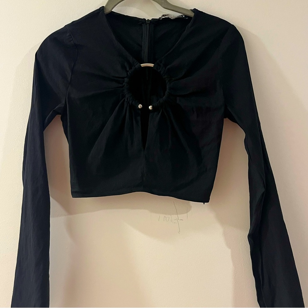 Zara black crop top size M